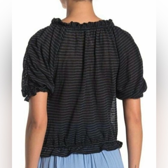 Free People Women’s Black Striped Top, Size Medium NWT - Picture 2 of 8